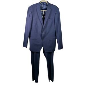 Nick Graham Navy Blue Stretch Suit 2-Piece 40L Jacket‎ 34W Pants Modern Fit